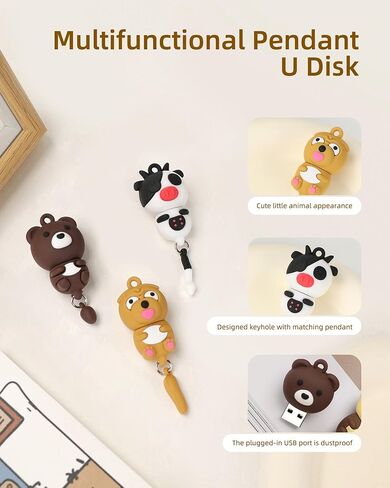 Cute USB Flash Drive Animal Series, Portable & Waterproof Thumb Drive Small Memory Stick with Key-Hole Design,Gift for Friend Families in Saudi Arabia