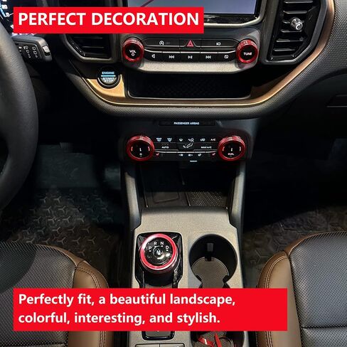 Air Conditioner Headlight Control Switch Knob Cover Trim for 2021 2022 2023 2024 New Ford Bronco Sport Interior Accessories Audio 4 Wheel Drive Trailer Gear Shift Aluminum Decoration 7 Pack Red in Saudi Arabia
