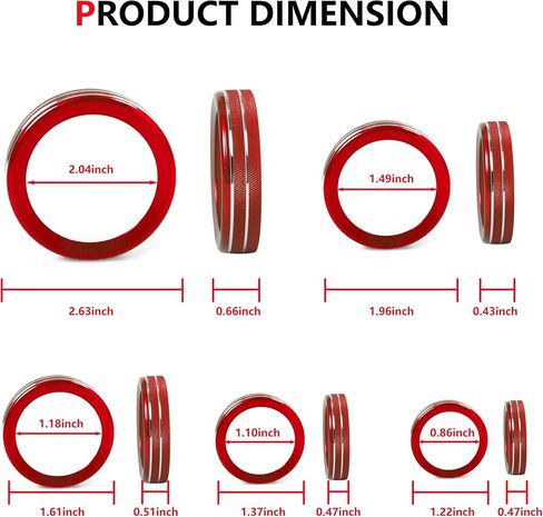 Air Conditioner Headlight Control Switch Knob Cover Trim for 2021 2022 2023 2024 New Ford Bronco Sport Interior Accessories Audio 4 Wheel Drive Trailer Gear Shift Aluminum Decoration 7 Pack Red in Saudi Arabia