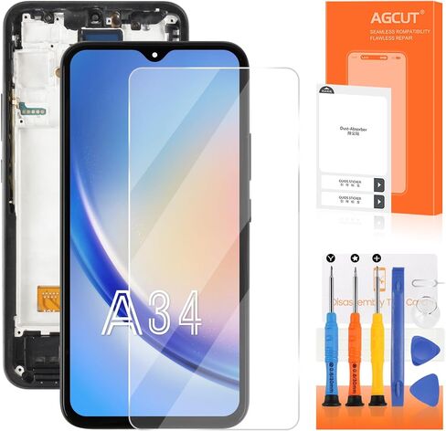 قطع غيار شاشة INCELL لهاتف Samsung Galaxy A34 لشاشة Samsung A34 LCD SM-A346E SM-A346B SM-A346M قطع غيار تجميع شاشة تعمل باللمس مع إطار in Saudi Arabia