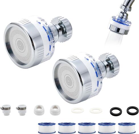 PCTC Bathroom Sink Filter, Bathroom Faucet Filter, 360 Degree Rotating Faucet Filter Purifier Kitchen Faucet, Fluorine, Heavy Metals and Hard Water from Home Kitchens and bathrooms (2 Pack) in Saudi Arabia