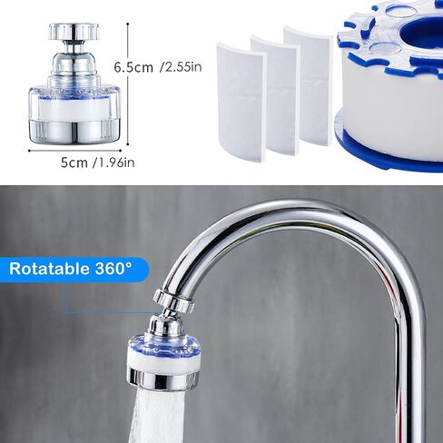 PCTC Bathroom Sink Filter, Bathroom Faucet Filter, 360 Degree Rotating Faucet Filter Purifier Kitchen Faucet, Fluorine, Heavy Metals and Hard Water from Home Kitchens and bathrooms (2 Pack) in Saudi Arabia