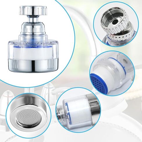 PCTC Bathroom Sink Filter, Bathroom Faucet Filter, 360 Degree Rotating Faucet Filter Purifier Kitchen Faucet, Fluorine, Heavy Metals and Hard Water from Home Kitchens and bathrooms (2 Pack) in Saudi Arabia