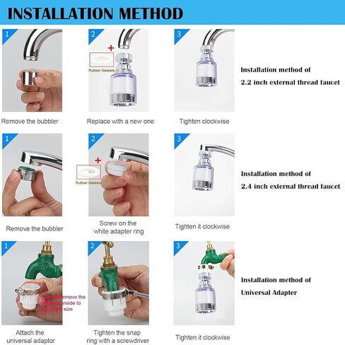 PCTC Bathroom Sink Filter, Bathroom Faucet Filter, 360 Degree Rotating Faucet Filter Purifier Kitchen Faucet, Fluorine, Heavy Metals and Hard Water from Home Kitchens and bathrooms (2 Pack) in Saudi Arabia