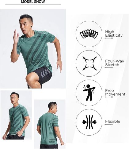 Workout Shirts for Men Slim Fit Graphic Tees Men Dry Fit T Shirts for Men Sports Gym Workout Tops in Saudi Arabia