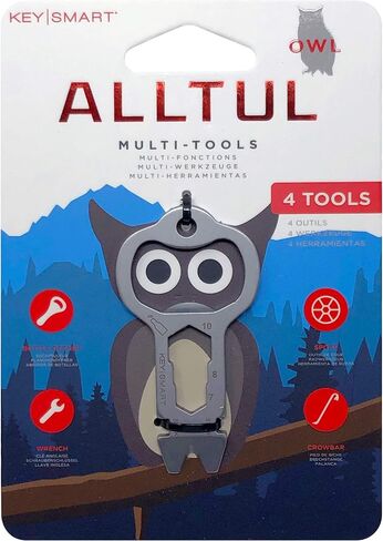 KeySmart AllTul Owl - مجموعة أدوات متعددة الأغراض لسلسلة المفاتيح 4 في 1 للحمل اليومي مع AllTul Bear وAllTul Shark in Kuwait