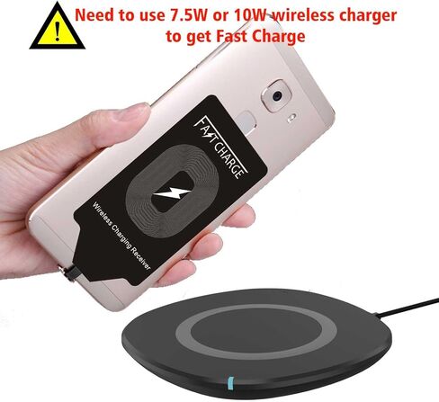 مستقبل شحن لاسلكي Qi Fast 10W محول شاحن لهاتف Samsung Galaxy A71 A70 A52 A53 A54 A42 5G A32 A03 A03S A02S A20 A21 A23 A12 A13 A14 A15 A7 Moto E7 Plus LG G5 USB Type C Android Quick Charge in Kuwait