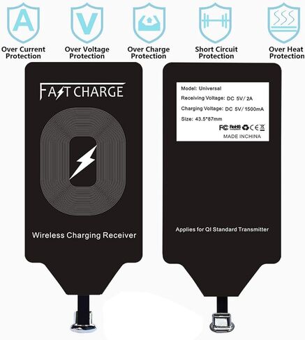 مستقبل شحن لاسلكي Qi Fast 10W محول شاحن لهاتف Samsung Galaxy A71 A70 A52 A53 A54 A42 5G A32 A03 A03S A02S A20 A21 A23 A12 A13 A14 A15 A7 Moto E7 Plus LG G5 USB Type C Android Quick Charge in Kuwait