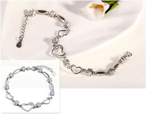 أساور من الفضة الإسترليني مرصعة بالزركونيا من القلب إلى القلب للأم مع صندوق هدايا وبطاقات هدايا مجوهرات عيد الحب in Kuwait