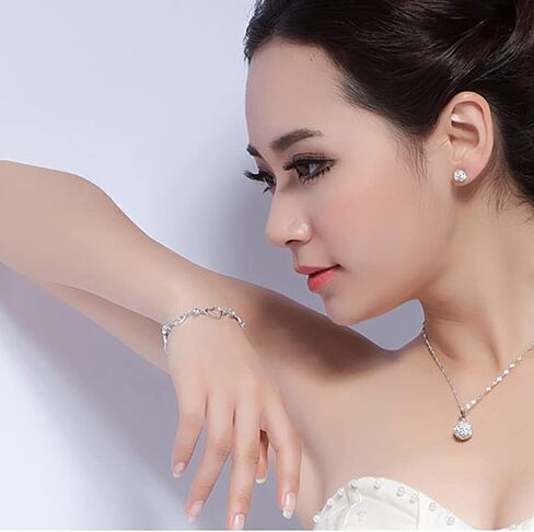 أساور من الفضة الإسترليني مرصعة بالزركونيا من القلب إلى القلب للأم مع صندوق هدايا وبطاقات هدايا مجوهرات عيد الحب in Kuwait