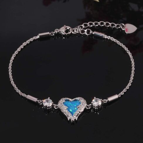 CiNily Women's Heart Bracelet Adjustable Opal Bracelet 18K Rose Gold Plated Hypoallergenic Opal Jewelry Gift in Saudi Arabia