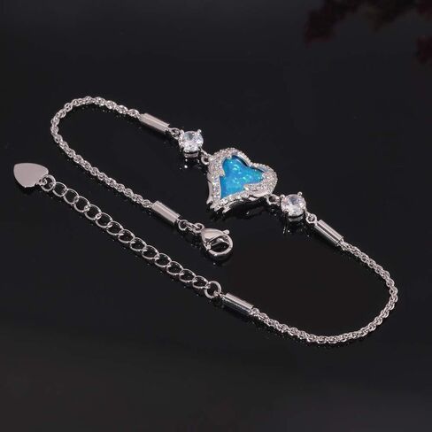 CiNily Women's Heart Bracelet Adjustable Opal Bracelet 18K Rose Gold Plated Hypoallergenic Opal Jewelry Gift in Saudi Arabia