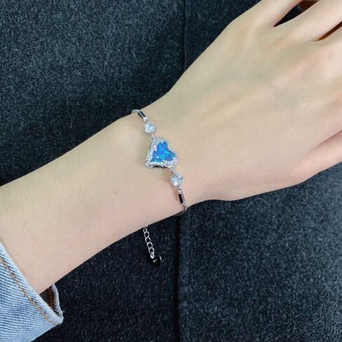 CiNily Women's Heart Bracelet Adjustable Opal Bracelet 18K Rose Gold Plated Hypoallergenic Opal Jewelry Gift in Saudi Arabia