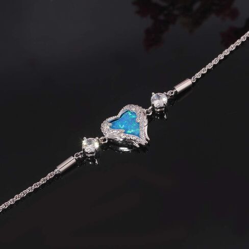 CiNily Women's Heart Bracelet Adjustable Opal Bracelet 18K Rose Gold Plated Hypoallergenic Opal Jewelry Gift in Saudi Arabia