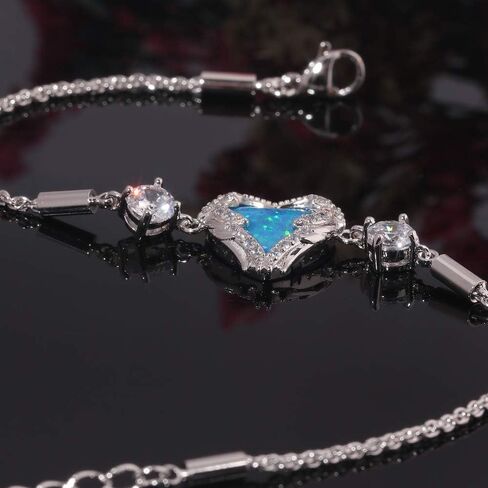 CiNily Women's Heart Bracelet Adjustable Opal Bracelet 18K Rose Gold Plated Hypoallergenic Opal Jewelry Gift in Saudi Arabia