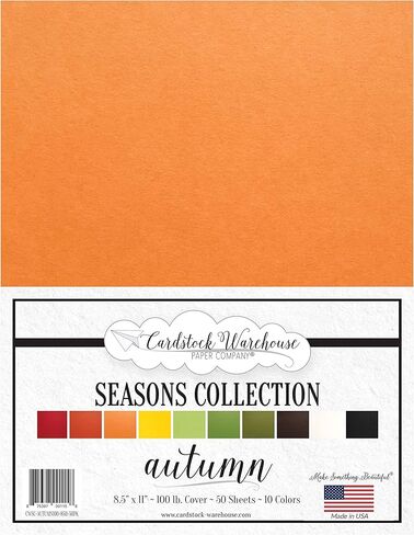Cardstock Warehouse Seasons Autumn Colors - 8.5 x 11" - 100 lb / 270 Gsm Multipack Matte Premium Cardstock Paper Assortment - 50 Sheets in Kuwait