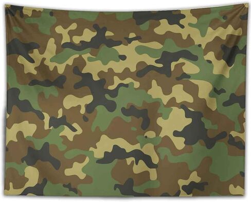 Military Beige Camouflage Camo Tapestry, Camouflage in Forest Color Hunter Green Army Uniform Pattern Wall Hangings Tapestry for Bedroom Living Room Office Dorm Man Cave Background(80x60 Inch) in Saudi Arabia