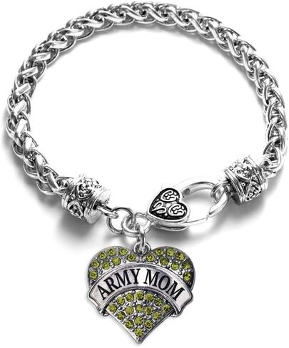 Inspired Silver - Silver Pave Heart Charm Bracelet with Cubic Zirconia Jewelry in Saudi Arabia