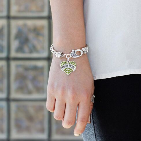 Inspired Silver - Silver Pave Heart Charm Bracelet with Cubic Zirconia Jewelry in Saudi Arabia