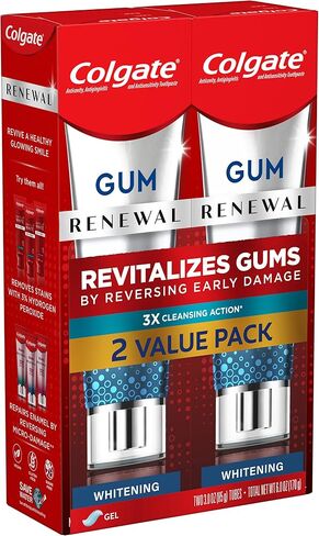 Colgate Renewal Gum Protection Whitening Toothpaste Gel, Mint Gel Toothpaste for Gingivitis and Teeth Whitening Restoration, Sugar Free, Enamel Safe, Gluten Free, Vegan, 2 Pack, 3 OZ Tubes in Saudi Arabia