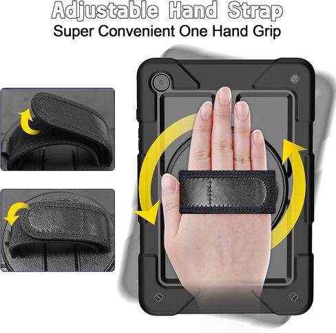 LTROP Case for Samsung Galaxy Tab A9+ Plus Case 11" 2023 (SM-X210/X216/X218), Heavy Duty Shockproof Protective Case with Rotating Stand, Hand/Shoulder Strap, Black in Saudi Arabia