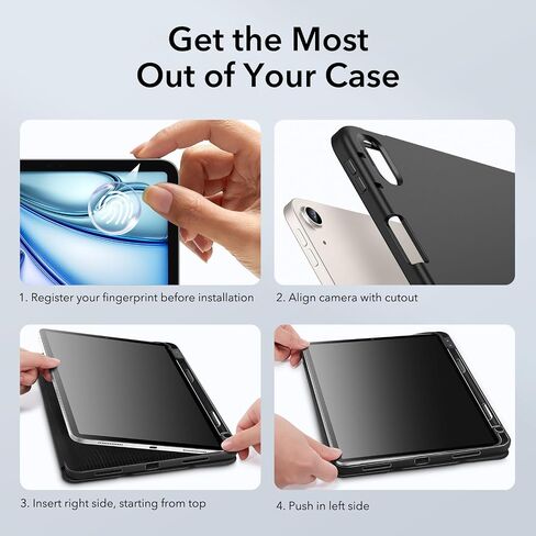 ESR for iPad Air 11 Inch Case M2 2024, iPad Air 6th/5th/4th Gen(2024/2022/2020) with Pencil Holder, Trifold Stand Case for iPad Air 5/4 with Flexible Back, Auto Sleep and Wake, Rebound Series, Black in Saudi Arabia