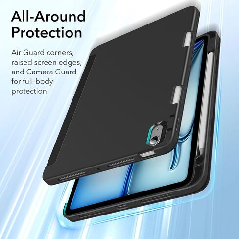 ESR for iPad Air 11 Inch Case M2 2024, iPad Air 6th/5th/4th Gen(2024/2022/2020) with Pencil Holder, Trifold Stand Case for iPad Air 5/4 with Flexible Back, Auto Sleep and Wake, Rebound Series, Black in Saudi Arabia