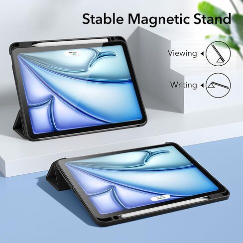ESR for iPad Air 11 Inch Case M2 2024, iPad Air 6th/5th/4th Gen(2024/2022/2020) with Pencil Holder, Trifold Stand Case for iPad Air 5/4 with Flexible Back, Auto Sleep and Wake, Rebound Series, Black in Saudi Arabia