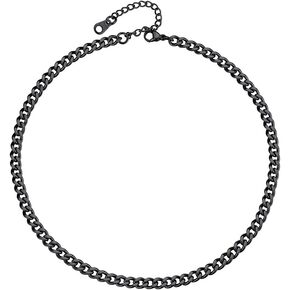 PROSTEEL قلادة الروابط الكوبية العصرية للرجال والنساء، أسود/18 قيراط مطلية بالذهب 316L من الفولاذ المقاوم للصدأ، العرض: 4.8 مم - 14 مم، الطول: 14 بوصة - 30 بوصة، تأتي في صندوق هدايا