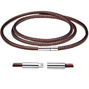 Leather Necklace Cord, 18inch-24inch Waterproof Rope Necklace for Men Women, 316L Stainless Steel Clasp, 2/3mm Width Leather Necklaces for Mens