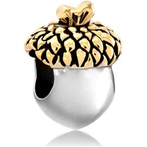 MiiFort Acorn Nut Good Fortune Charm Compatible with Pandora Bracelets Necklaces Pendants Oak Trees Lucky Prosperity Youthfulness