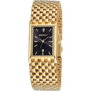 BERNY Gold Watches for Men with Date Window Japanese Quartz Movement Waterproof Men's Wrist Watches Luxury Casual Fashion Mens Watch