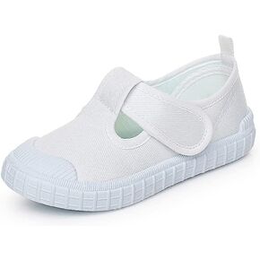 JGKDTX Boy's Girl's Classic Canvas T-Strap Fashion Sneaker Skate Tennis Shoes