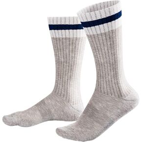 Milano Men's Mid-Calf Pima Cotton Preppy Stripe Sneaker Socks, Silver Grey