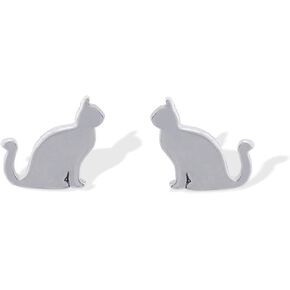 Boma Jewelry Sterling Silver Sitting Cat Stud Earrings
