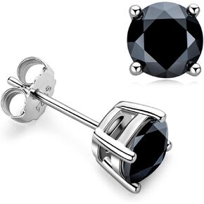 Certified Black Moissanite Stud Earrings 3mm to 8mm, 925 Sterling Silver Hypoallergenic, Round/Princess/Emerald/Cushion Cut, Jewelry Gift in Saudi Arabia