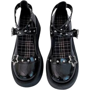 Women's Mary Jane Shoes Pumps Chunky Heel Goth Platform Lolita Shoes Round Toe Ankle Oxfords Shoes