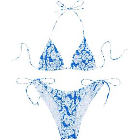 SOLY HUX Women's Swimsuits 2 Piece High Waisted Bikini Sets Bathing Suit Sexy Tie Side Halter Triangle Bikini in Saudi Arabia