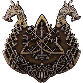Viking Ship Longship Rune Symbol Vegvisir Compass Norse God Odin 1.3" Enamel Pin Badge