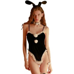 SNOMYRS Women Sexy Bunny Costume Anime Cosplay Lingerie Kawaii Naughty Bunny Senpai Maid Outfit Bodysuit