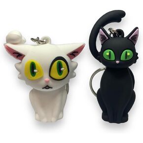 Set of 2 | Daijin and Sadaijin Inspired Keychain Bag Charms | White and Black Cats Cosplay Gift | from Hit Anime Movie Suzume
