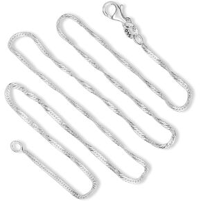 925 Sterling Silver 1.2 MM Singapore Italian Chain Necklace with Lobster Claw Clasp 16-30"