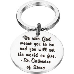BEKECH Inspirational Gifts Be Who God Meant You To Be and You Will Set The World On Fire Keychain Faith Jewelry
