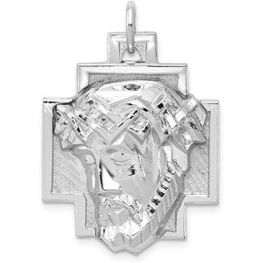 Solid 925 Sterling Silver Pendant Jesus Face ECCE Homo Charm (33mm x 22mm)