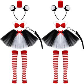 QZYL 8 قطع زي تنكري للقطط، عصابة رأس على شكل أذن القطة، تنورة توتو، ربطة عنق على شكل ذيل قطة، مجموعة جوارب مخططة لحفلات القطط التنكرية in Kuwait