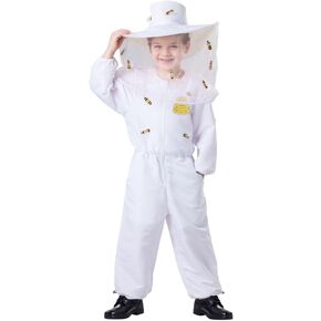 Dress Up America Beekeeper Costume for Kids - White Bee Keeper Dress Up - Includes a Jumpsuit and Hat With Attached Veil