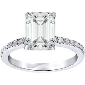 Savlano 18K Gold Plated Emerald & Round Cut Cubic Zirconia Wedding Engagement Women Statement Ring