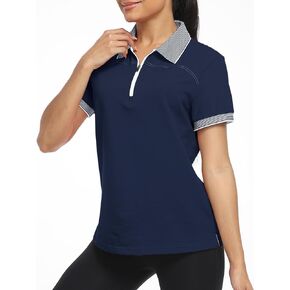 Little Beauty Women's Zipper Golf Polo Shirts Short Sleeve Athletic Moisture Wicking Collared Golf Polo T-Shirts with Zip Up