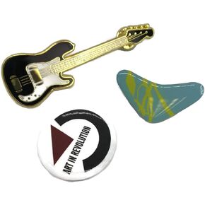 thecostumebase BTTF Jacket Pin Set of 3 Guitar Boomerang Art Revolution Replica McFly, one size, One Size