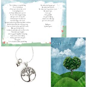 Smiling Wisdom - Happy Birthday Greeting Card and Tree Keepsake Gift Set - Daughter Granddaughter - Stainless Steel (Love Grows)